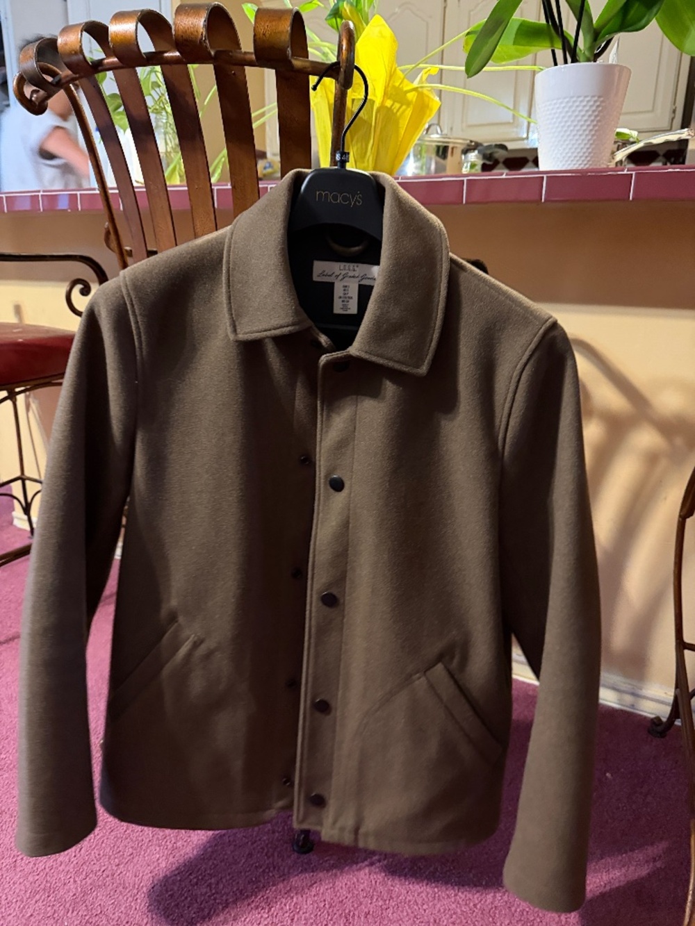 H&M L.O.G.G. Men’s Brown Wool Blend Jacket Coat Size Small Button Front Casual C